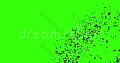 彩色彩色彩色闪光箔纸屑，彩色动画3d移动色度键，绿色屏幕背景